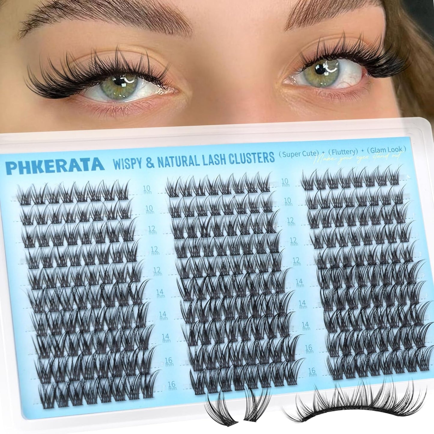 Fluffy Lash Clusters - Natural C Curl Eyelash Extensions | DIY Volume Lashes, 10-16mm