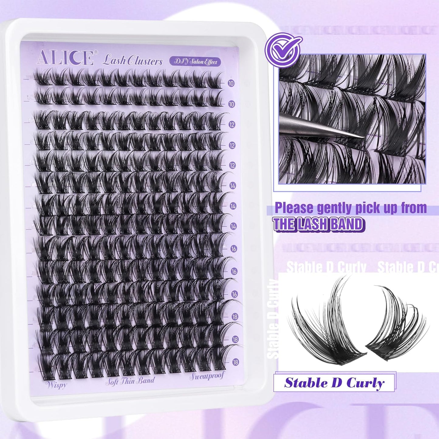ALICE Lash Clusters - Wispy Eyelash Extensions 10-18mm | 168pcs DIY Individual Lashes with Soft Band