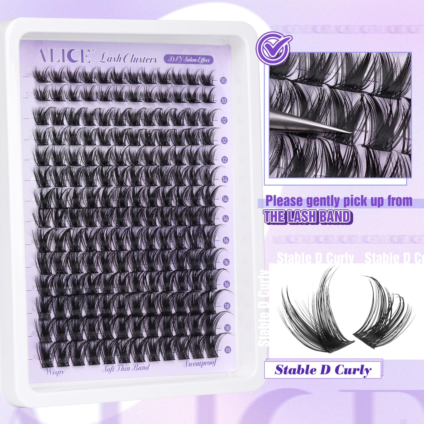 ALICE Lash Clusters Wispy Eyelash Clusters 10-18mm 168pcs Cluster Eyelash Extensions Natural Volume Lash Extensions DIY Individual Lashes with Soft Thin Band