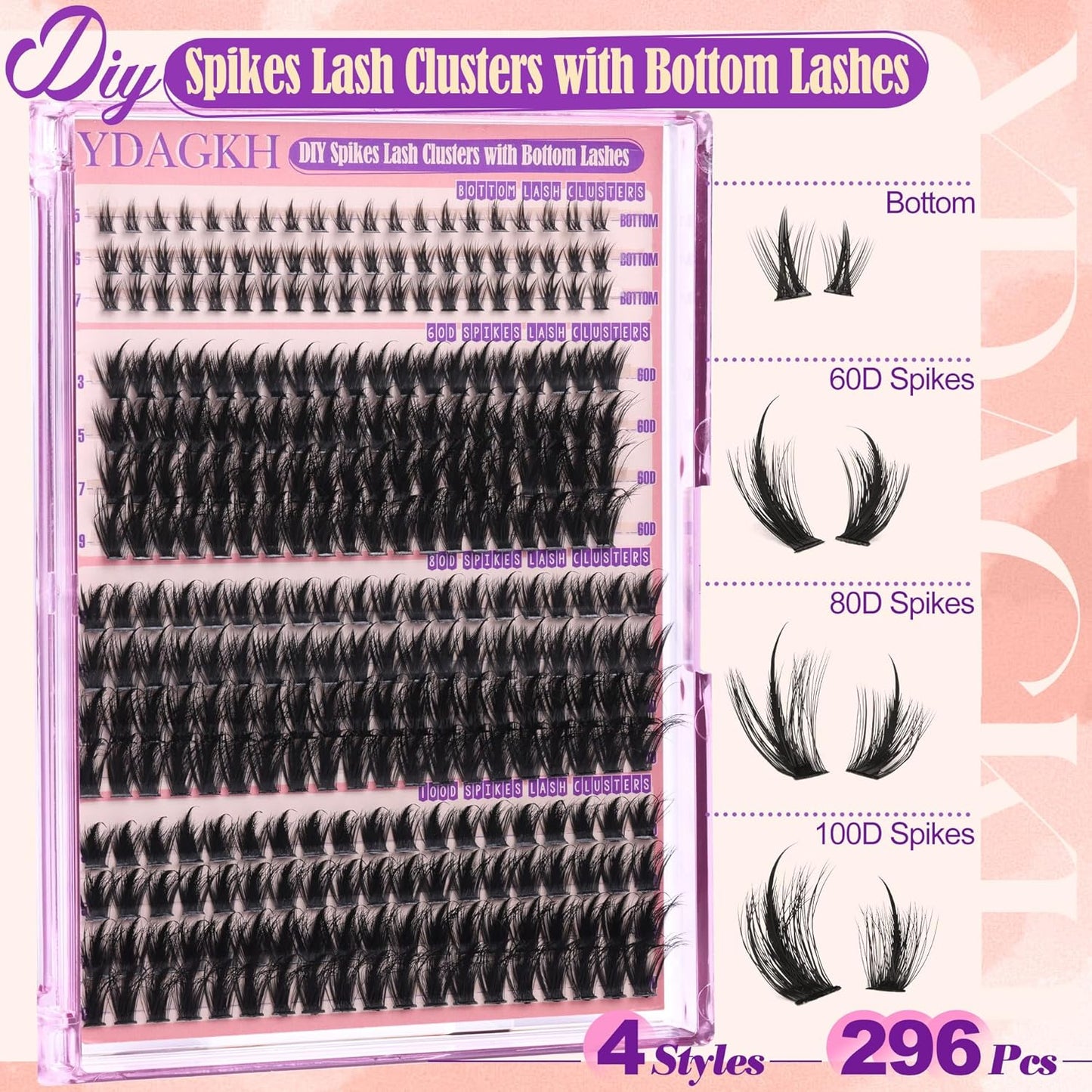 Volume Lash Clusters - Thick Spiky Eyelash Extensions | 60D, 80D, 100D, 5-19mm Mega Wispy Fluff