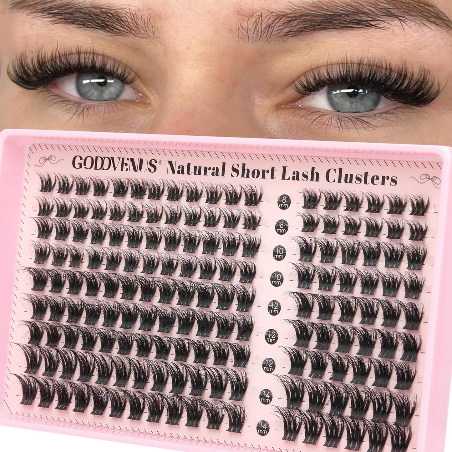 Plush Lash Clusters Kit - Natural Wispy Eyelash Extensions for DIY Home Use | D Curl Individual Lashes with Waterproof Bond
