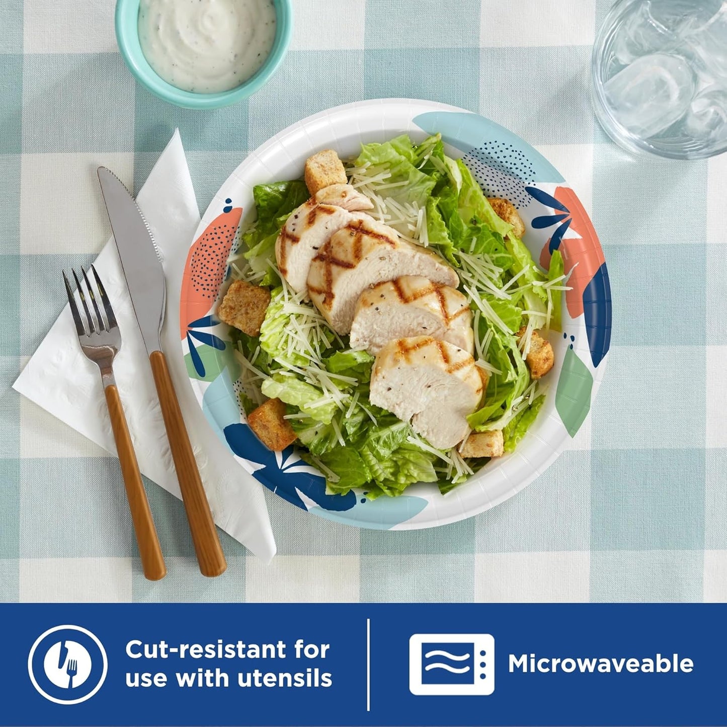Dixie Paper Plates - Medium 8.5 Inch, 90 Count | Microwave-Safe, Soak-Proof & Cut Resistant Disposable Dinnerware