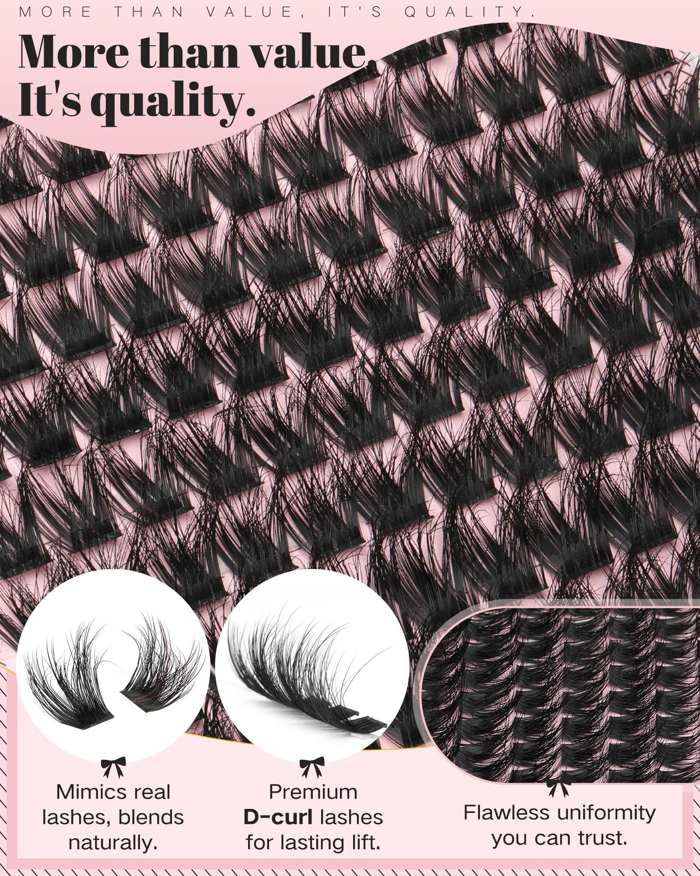 Goddvenus Fluffy Eye Lash Clusters Wispy Eyelash Clusters, D Curl Cluster Eyelash Extensions Natural Look Individual Lashes, 10-16mm False Eyelashes for DIY Lash Extensions