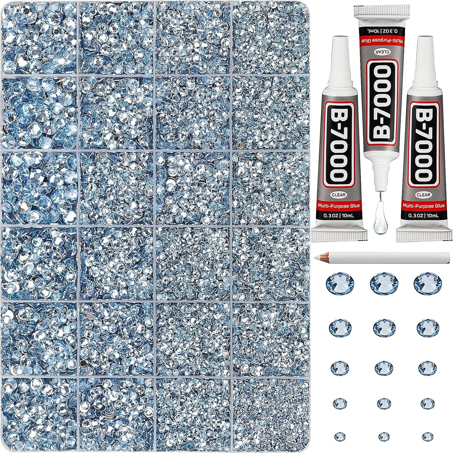 Red Rhinestones Bedazzler Kit - 6500 Pcs Flatback Crystals & B7000 Glue | 2-6mm Resin Gems for Crafts, Clothes, Shoes, Nails