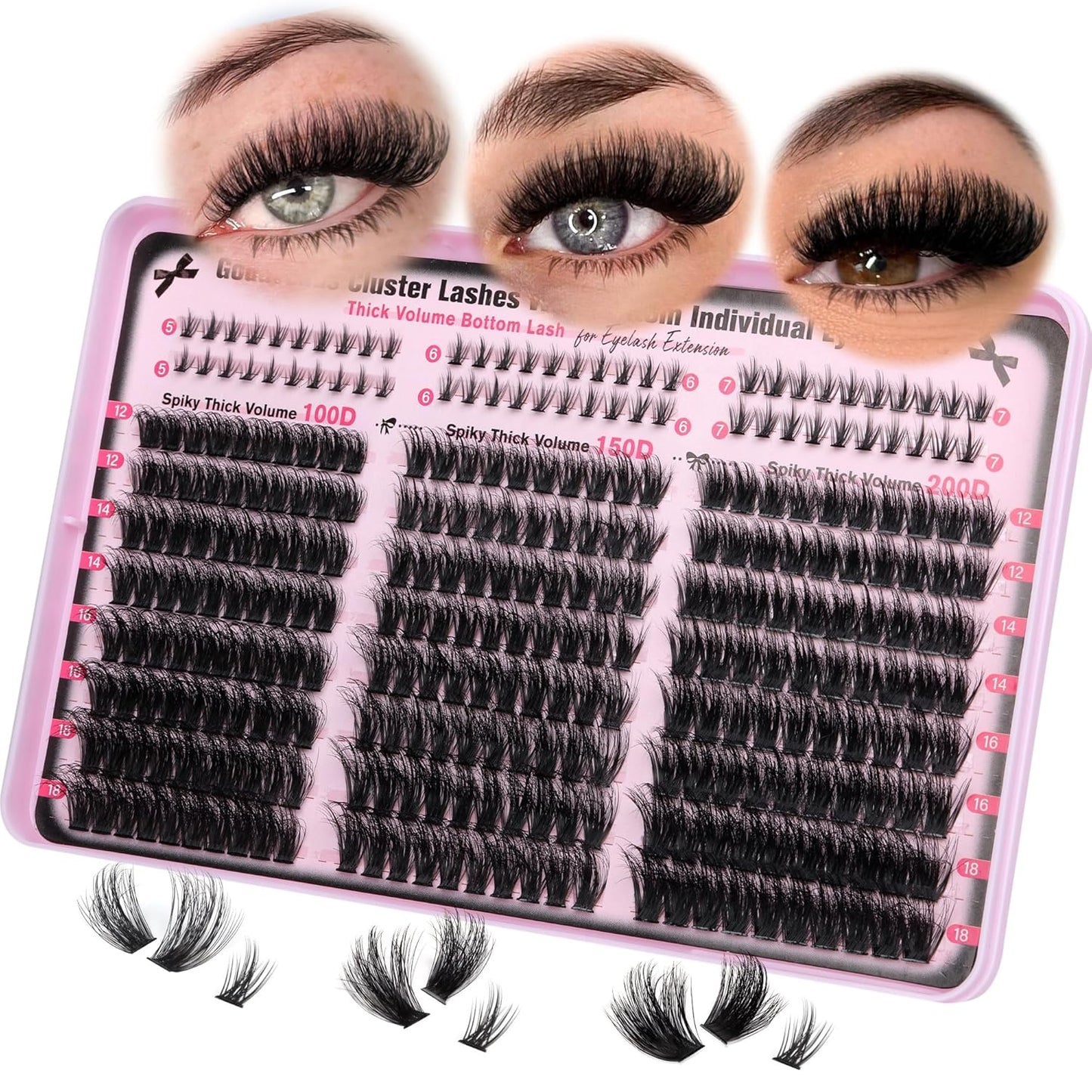 Manga Lash Clusters - Wispy Fluffy Anime Eyelash Extensions | Reusable Faux Mink, D Curve 12-18mm, 204 Pieces