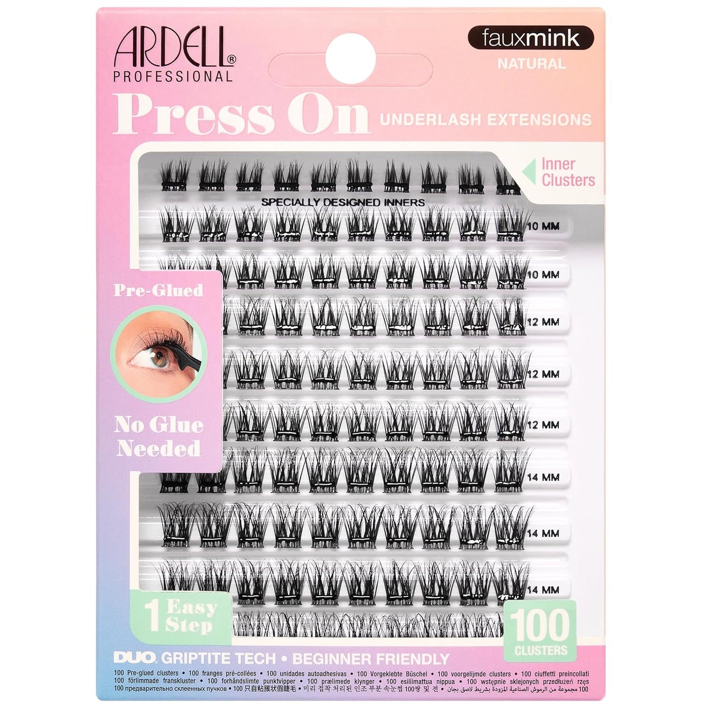 Faux Mink Press On Lashes - Natural Pre-Glued Underlash Extensions | 100 Count DIY Lash Clusters