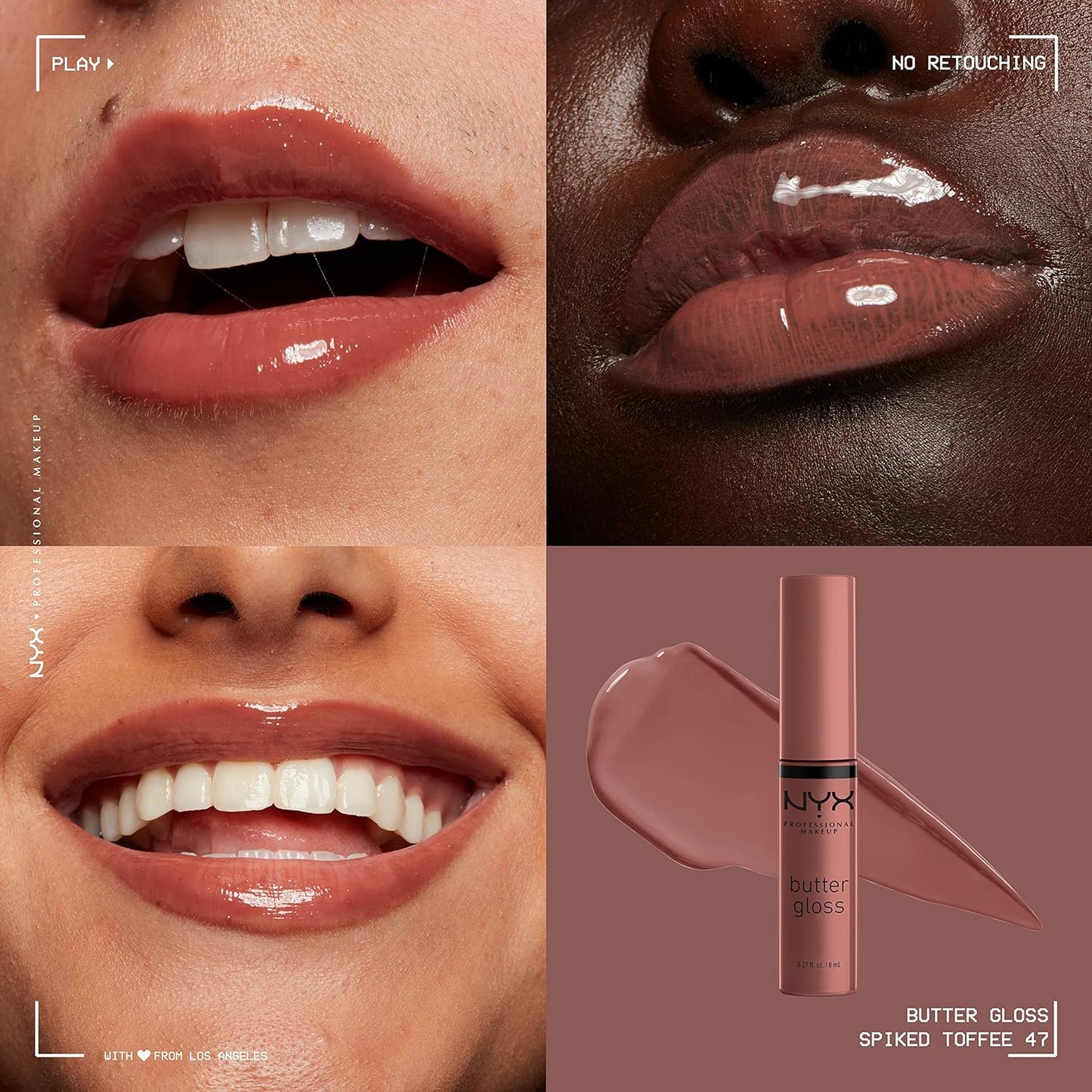 NYX Butter Gloss - Non-Sticky Brown Sugar Lip Gloss Trio | 3 Flavors: Sugar High, Spiked Toffee, Butterscotch