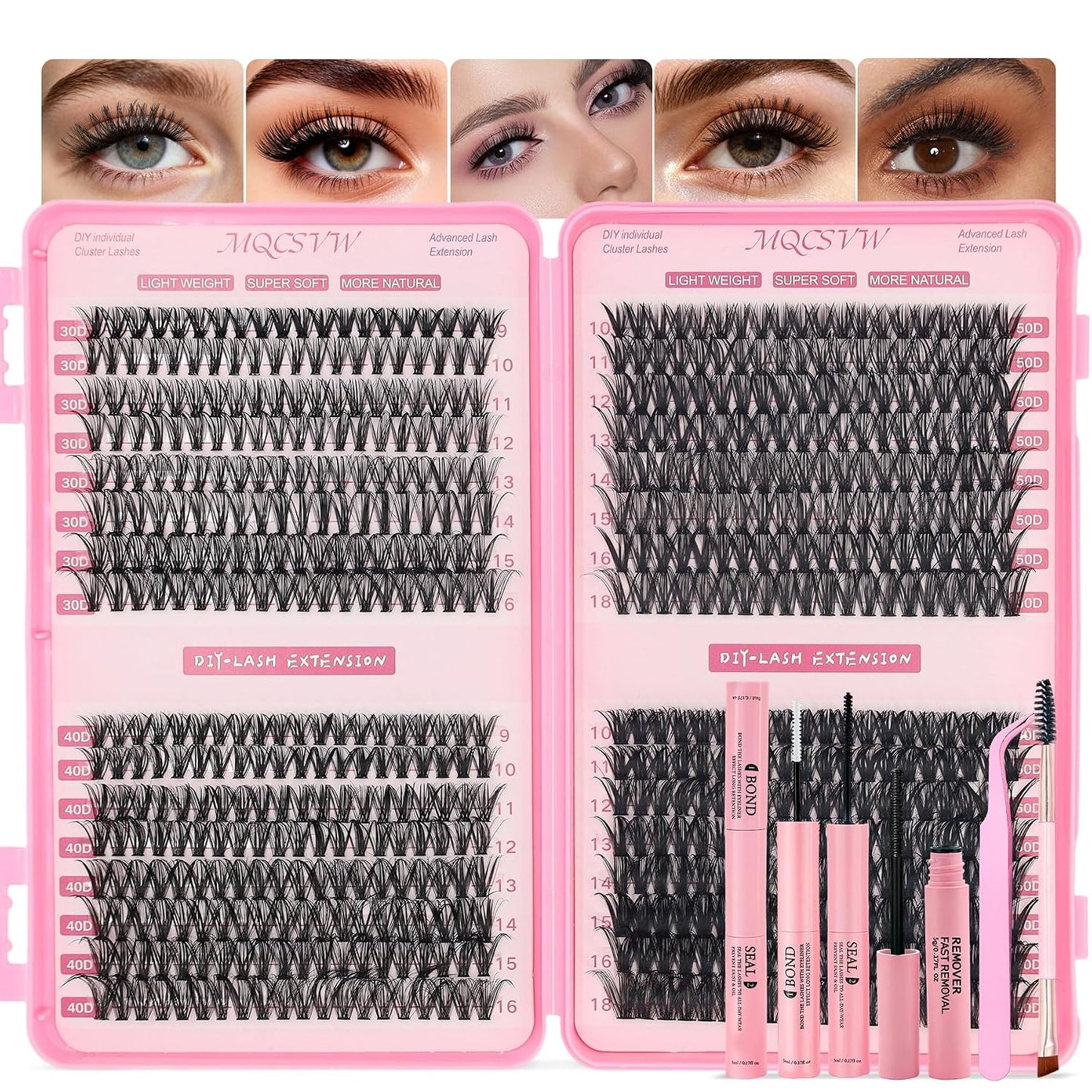 Lash Clusters - 80D & 100D Long 10-21mm Eyelash Extensions Kit | Wispy Thick Volume 300pcs Individual Lashes