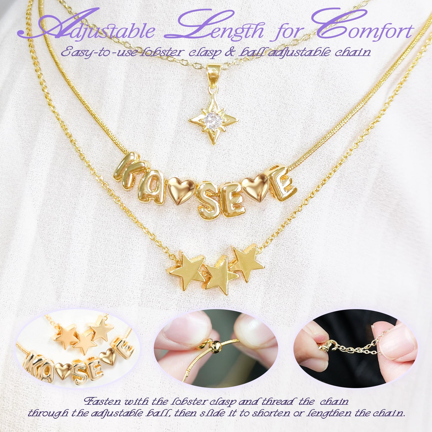 NEOVISTA Layered Necklaces For KATSEYE Merch - 18K Gold-Plated Charms Stackable Gold Necklace for Concert & Everyday Outfit, Adjustable Necklace Jewelry Fan Gift for Women