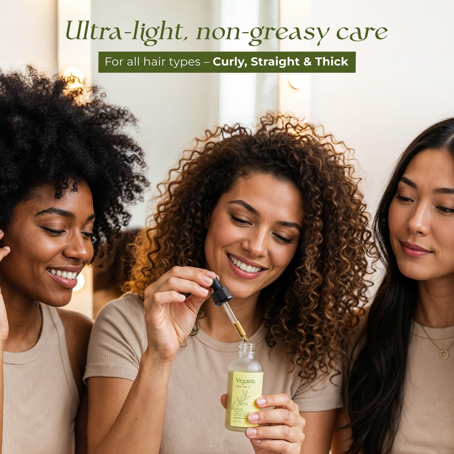 Veganic Natural Hair Growth Oil for Women infused with 10 Premium Botanic Oils plus Organic Rosemary Oil for Hair Growth | Salon-Grade Volumizing & Nourishment | Non-GMO Verified | 30-Day Supply