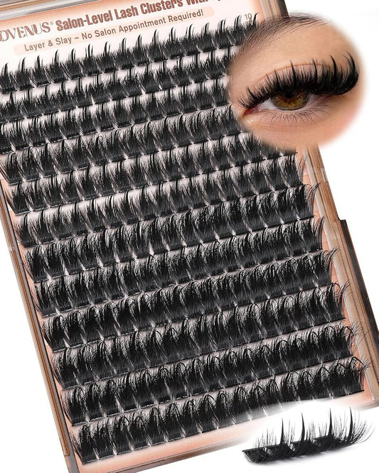 Manga Lash Clusters - Wispy Fluffy Anime Eyelash Extensions | Reusable Faux Mink, D Curve 12-18mm, 204 Pieces