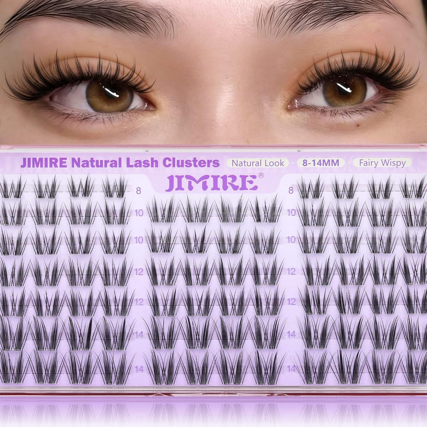 JIMIRE 8-12MM Wispy Cluster Eyelash Extensions - Soft DIY Individual Lashes | Natural C Curl, 120 Pcs
