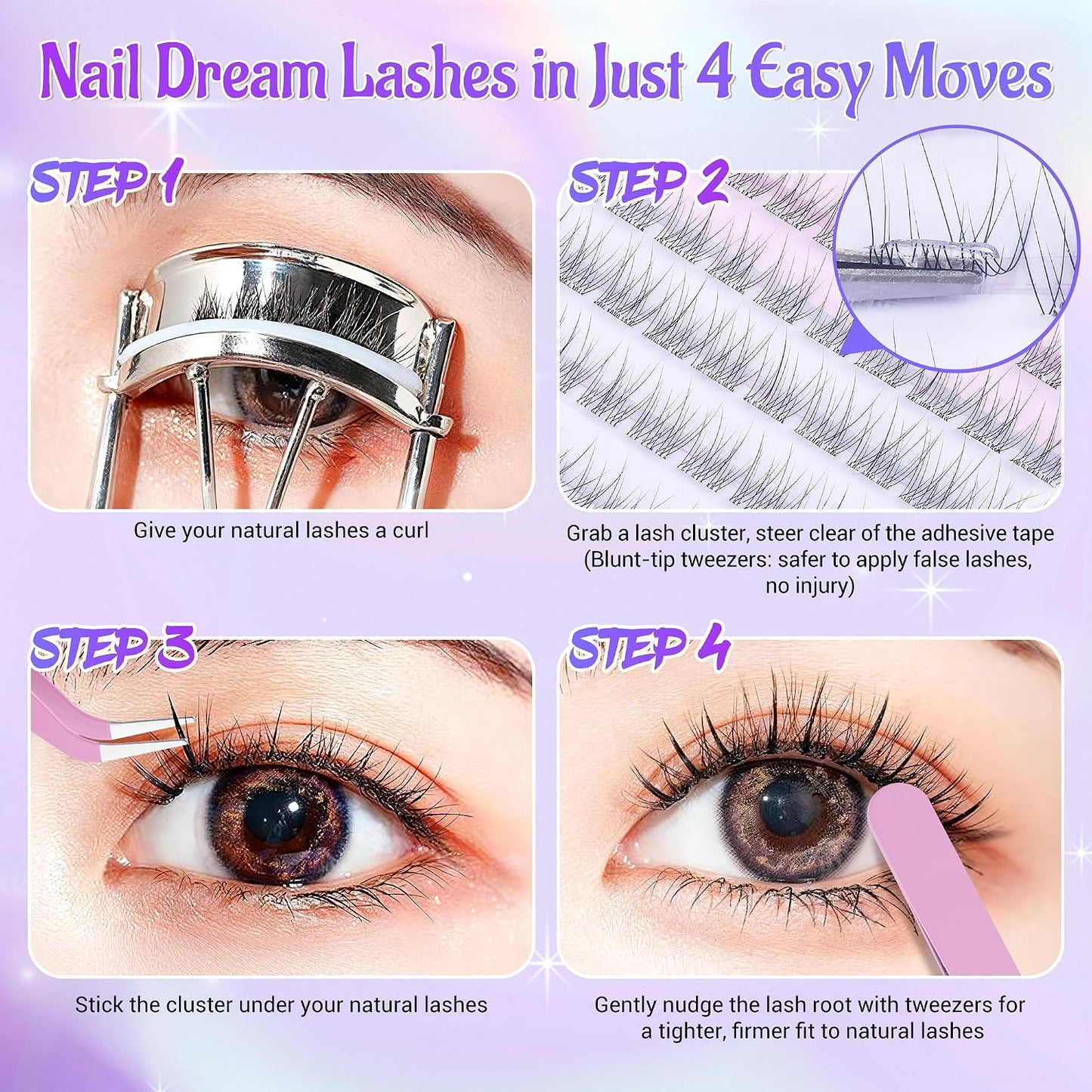 Self Adhesive Eyelashes - Natural Individual Lash Clusters Kit | 120 PCs, Easy Application, Wispy Extensions 9mm-12mm