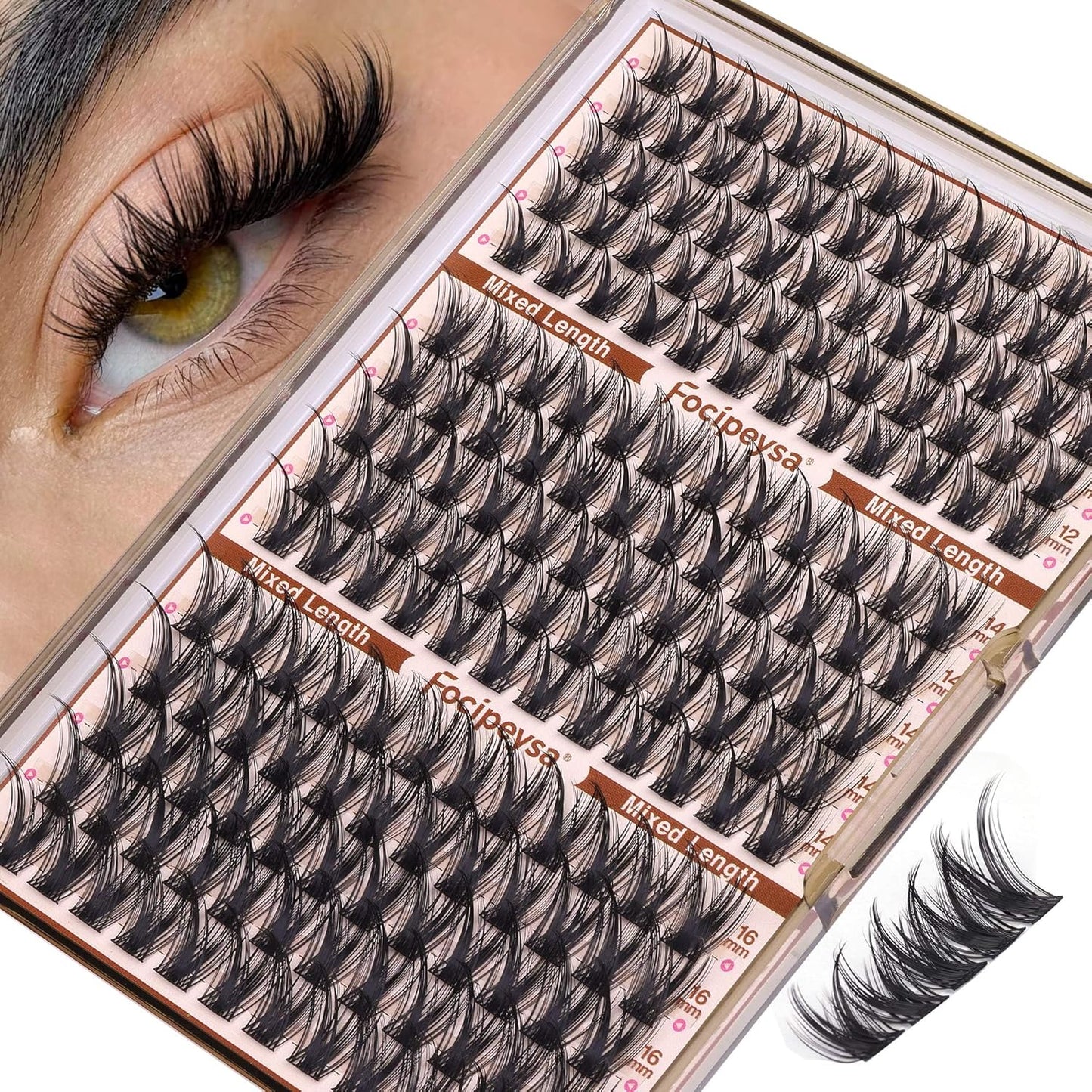 Wispy Lash Clusters - 12-16mm Natural Look Eyelash Extensions for DIY Home Use | Salon Effect Individual Lashes