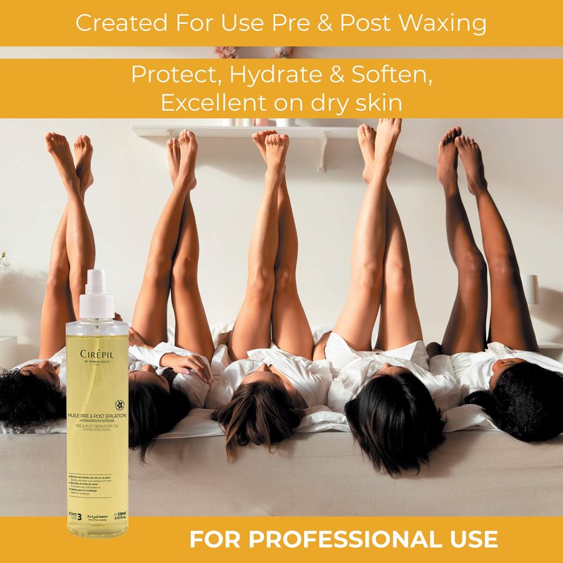 Cirepil - Pre & Post Depilatory Oil - Protects Skin for Comfortable Waxing & Removes Wax Residue - Soothing Jasmine Scented Formula - Professional Oil Bottle, 250ml