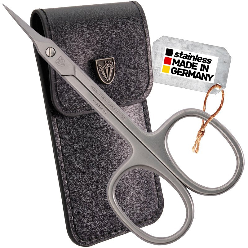 3 Swords Germany - brand quality STAINLESS STEEL INOX CURVED CUTICLE TOWERPOINT SCISSORS (1 PIECE) with case for manicure pedicure - nail care by 3 Swords - Made in Germany