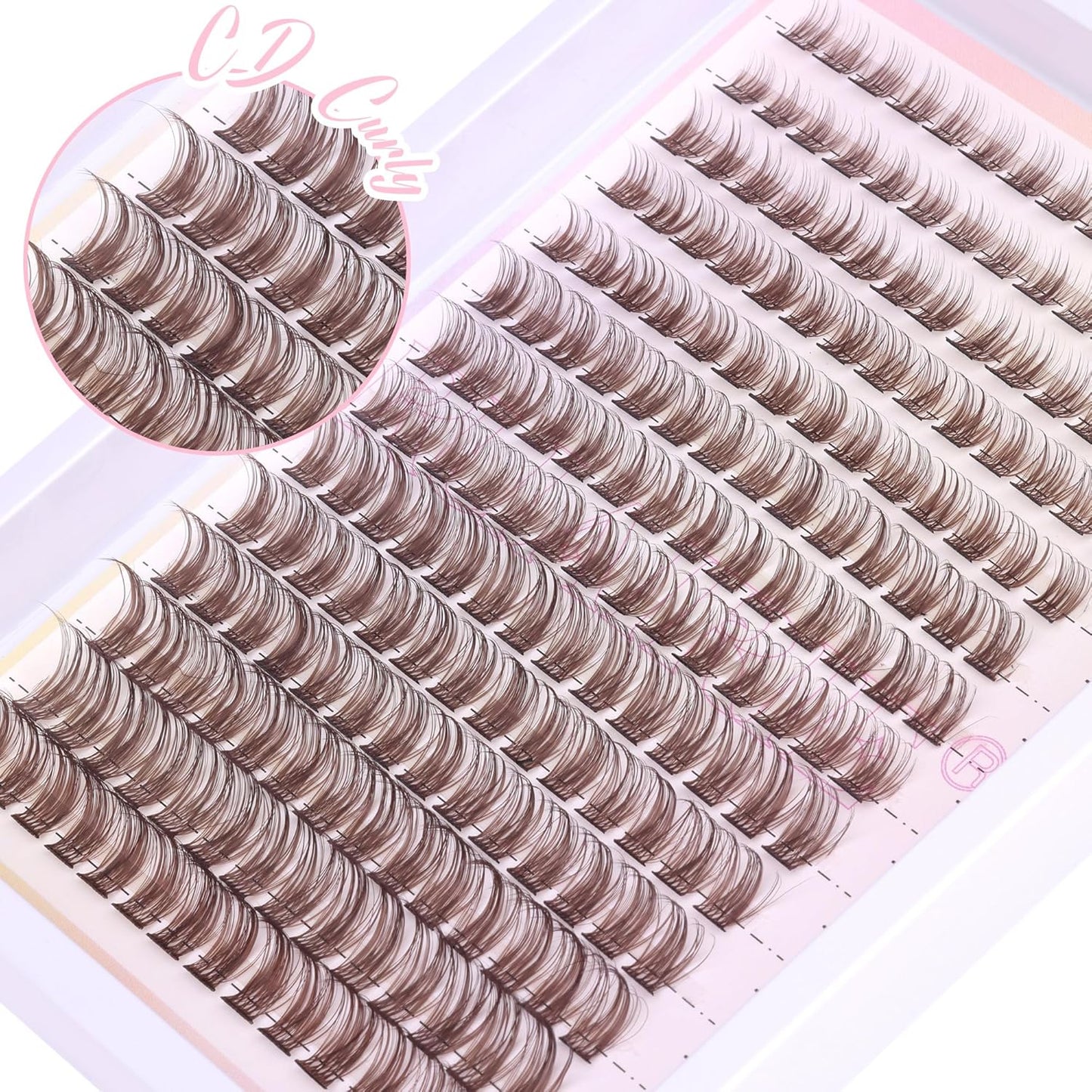 Brown Lash Clusters - Wispy Natural Eyelash Extensions | 196pcs D-Curl DIY Individual Lashes