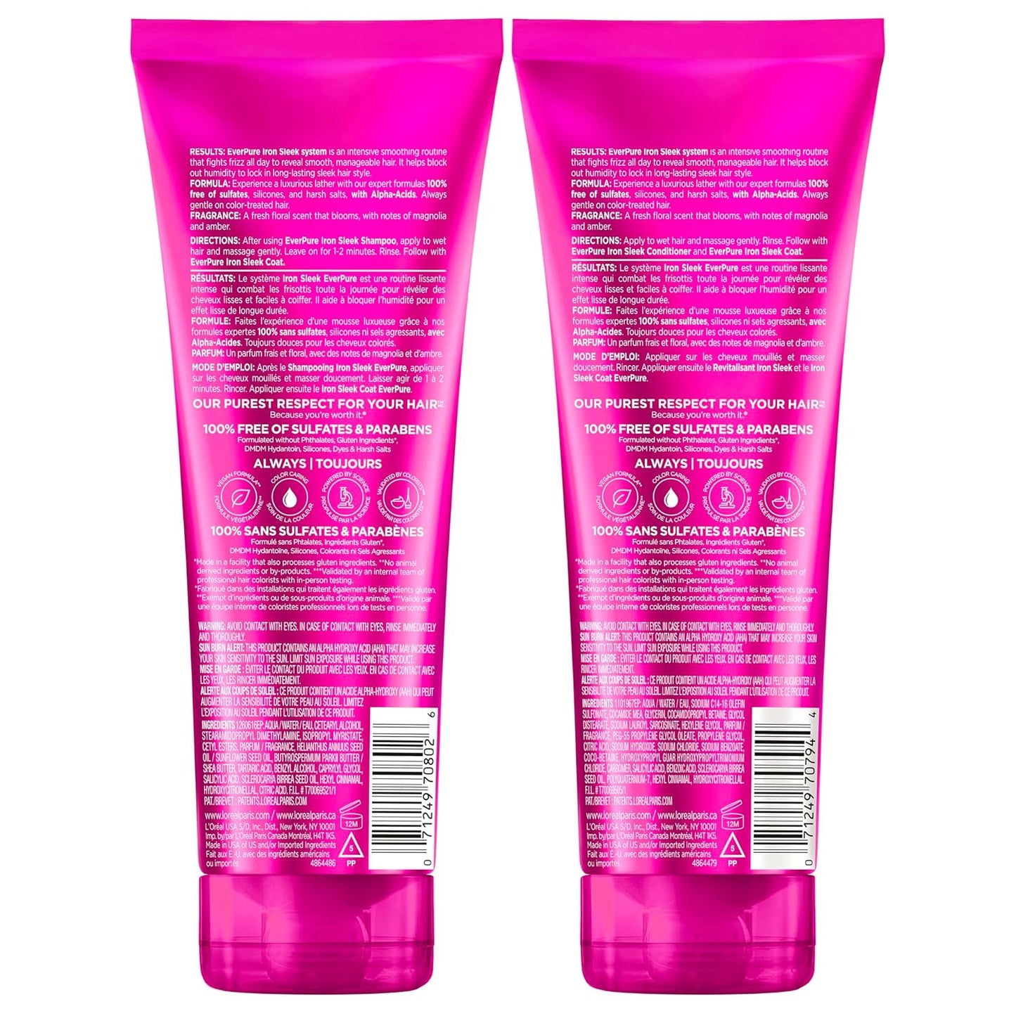 L'Oreal Paris Sulfate-Free Smoothing Shampoo & Conditioner Set - Frizz Control for Color-Treated Hair | 13.6 Fl Oz