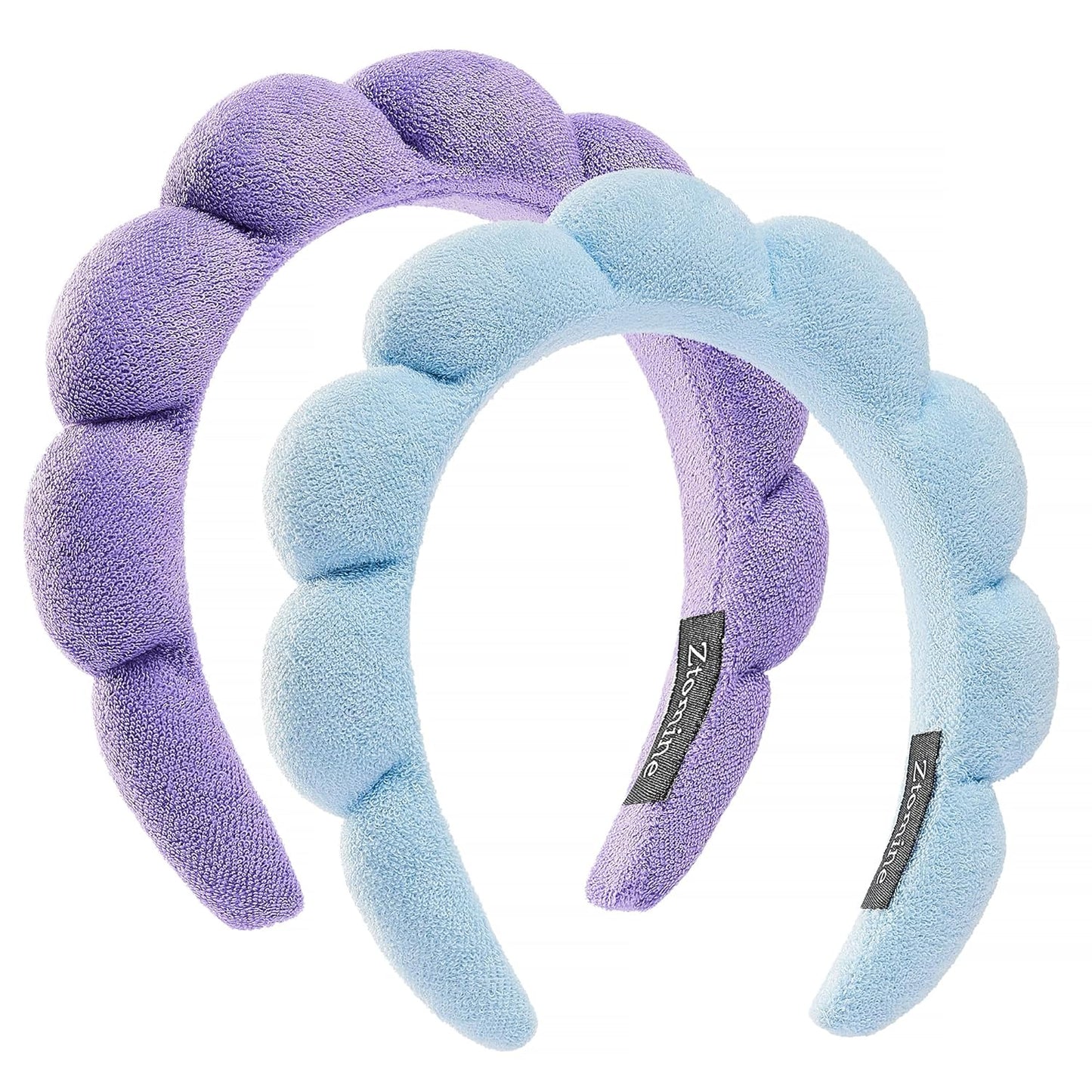 Spa Headbands for Face Washing | Soft Cotton Terry Cloth Set of 2 - Pink & Blue