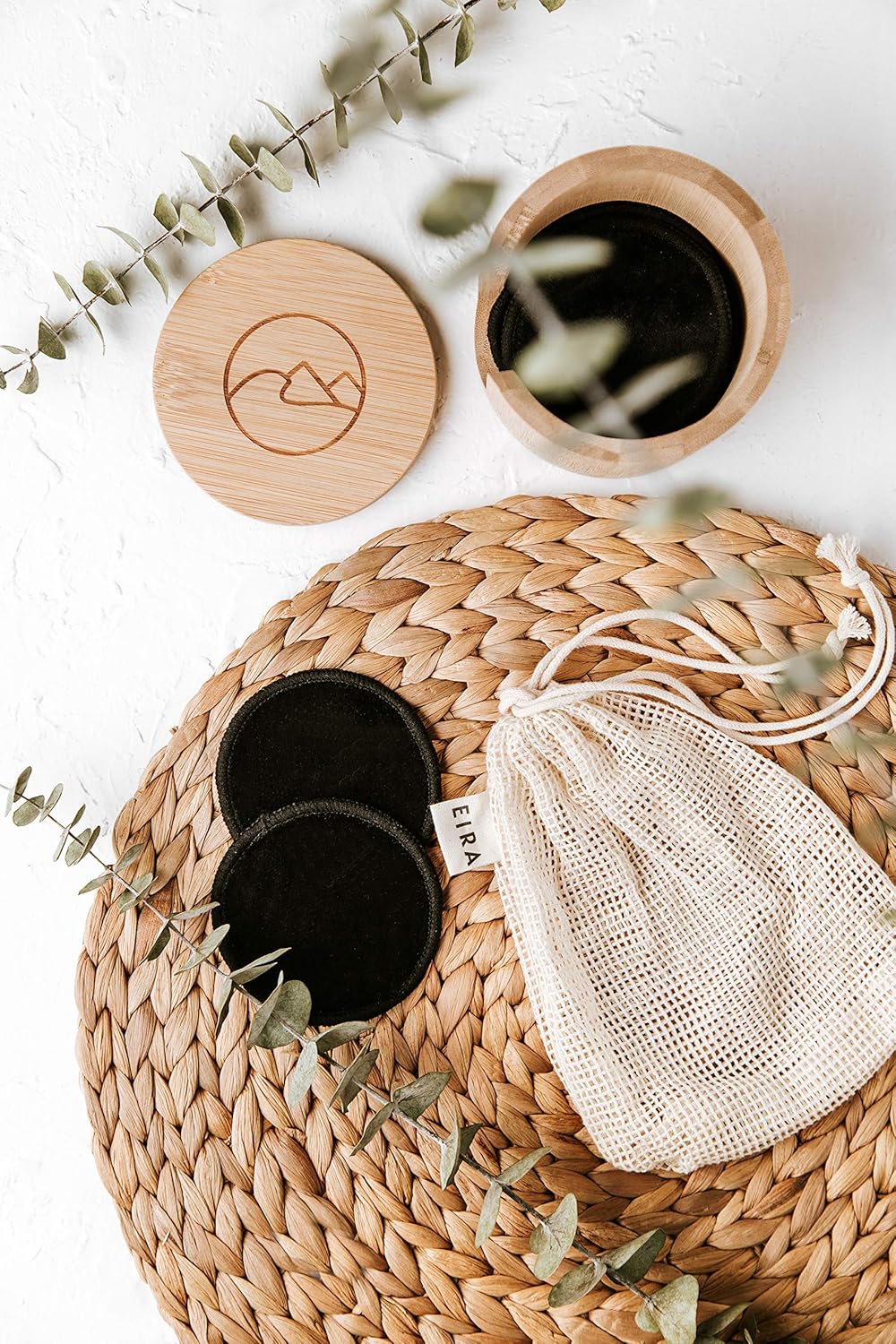 Reusable Makeup Remover Pads - Eco-Friendly Bamboo Cotton Rounds for Sensitive Skin | Washable Set with Holder