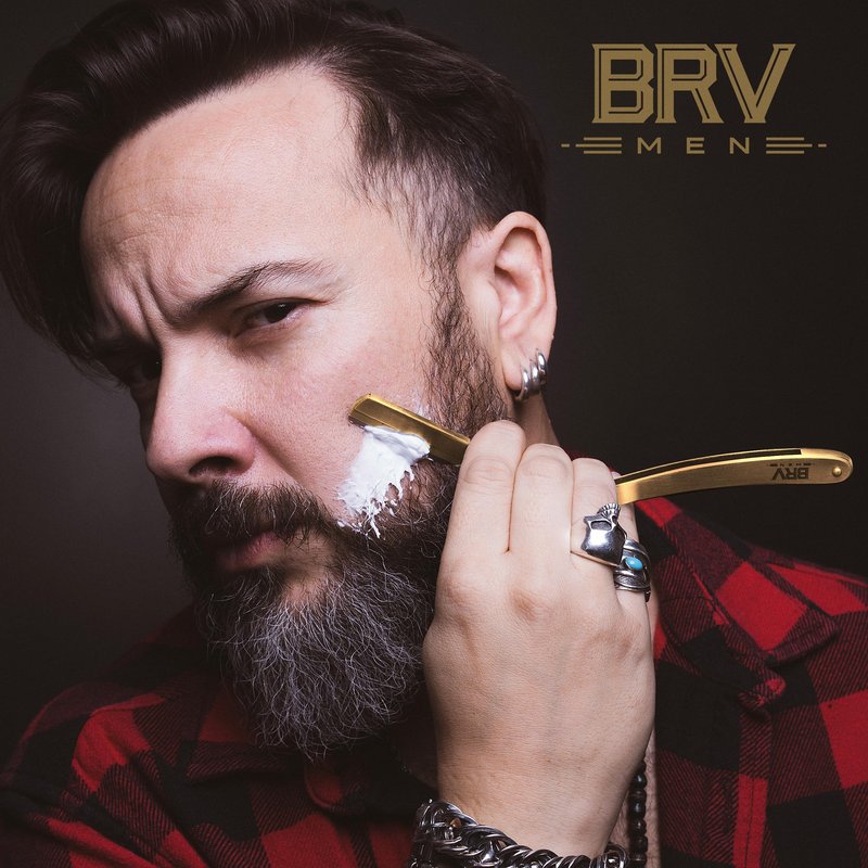 BRV MEN Straight Razor | Titanium Series | 100 Single Edge Blades | Straight Edge Razor | Shavette | Barber Razor | Mens Shaving Knife | Straight Razor Kit | For Men (Titanium Bronze)