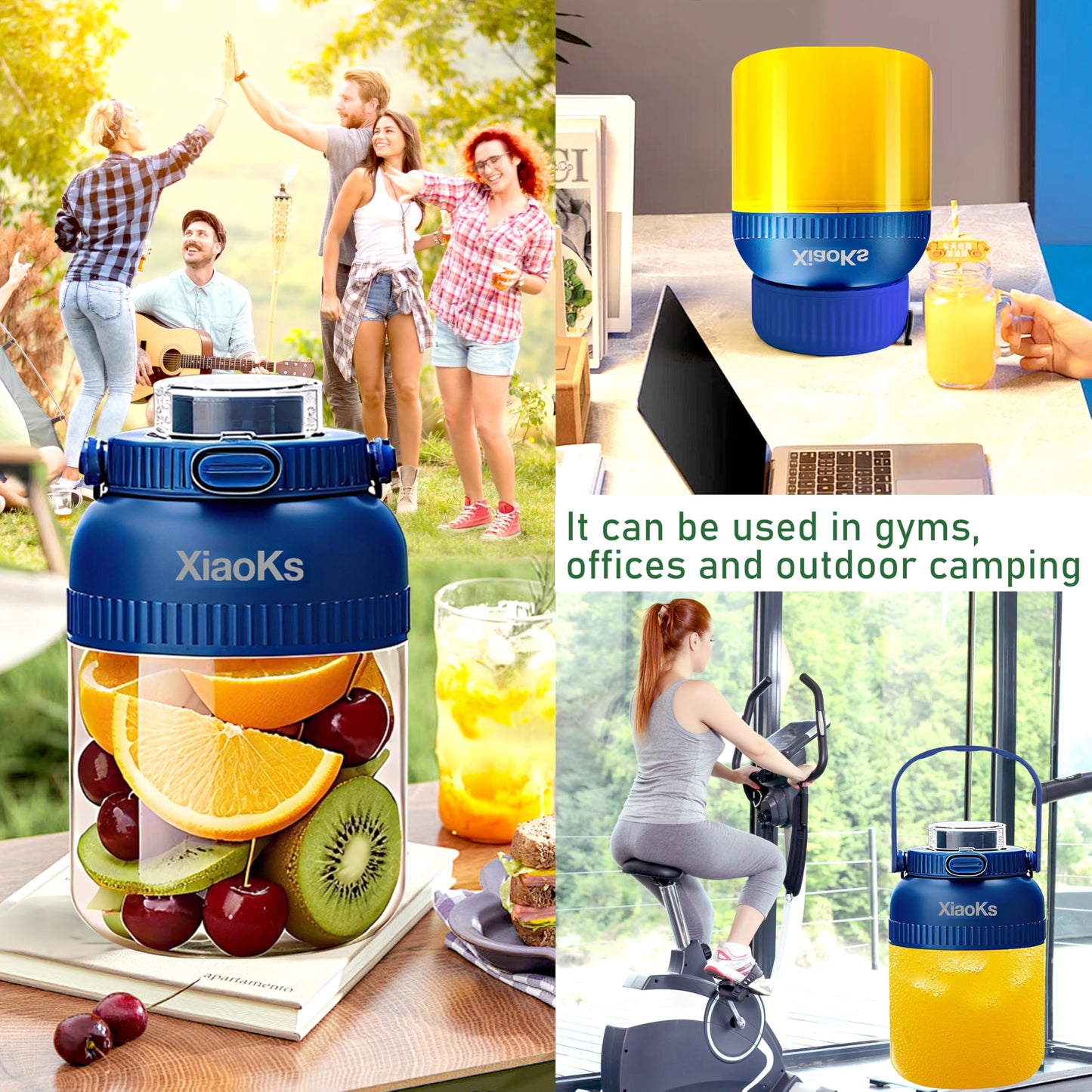 Xiaoks Portable Blender Personal Blenders for Shakes and Smoothies with 43oz Travel Cup, Rechargeable USB with BPA Free Cup and Lid,Small Blenders Cup for Kitchen Office Travel Gym (BLUE)