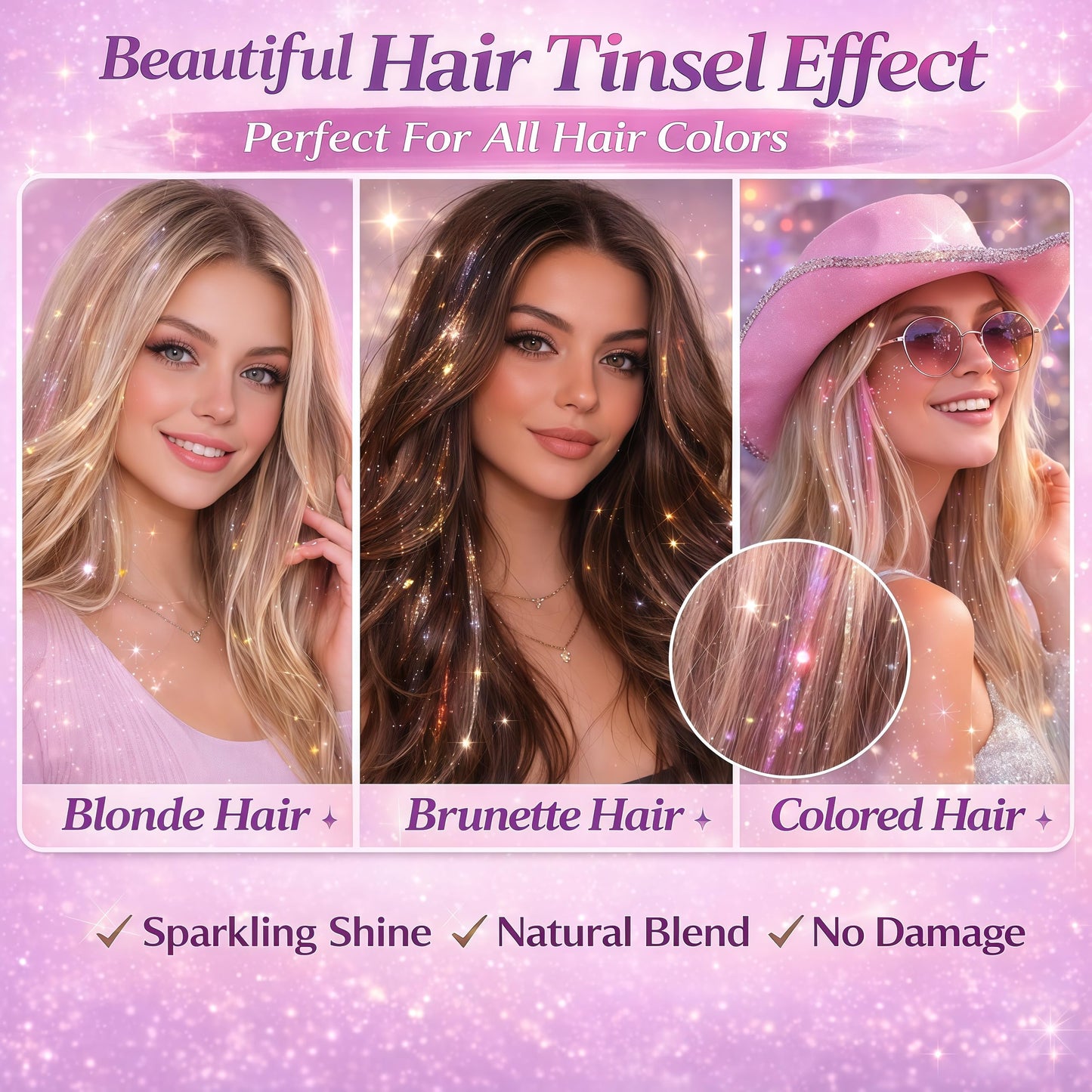 Hair Tinsel Kit with Tools 12 Colors 8000 Strands Fairy Hair Tinsel Heat Resistant Sparkling Shiny Tinsel Hair Extensions 48 Inch Colorful Hair Tinsel strands Kit (12 Colors 3000strands, 16Colors)