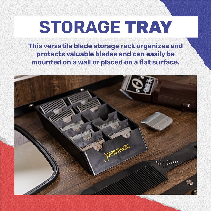 BarberMate Blade Rack Storage Tray - Holds 10 Clipper, Black