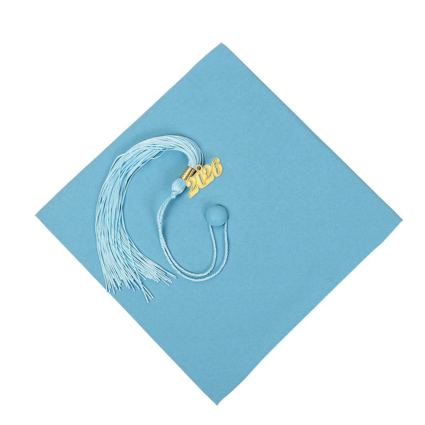 FtyFty Unisex Adult Matte Graduation Cap with Tassel Year Charm (Sky Blue)