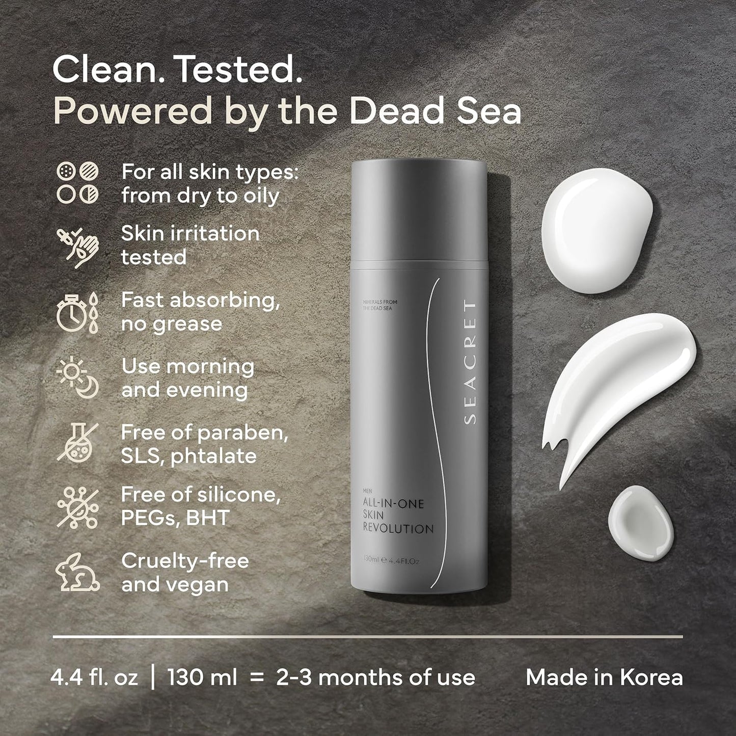 Men's All-in-One Face Moisturizer & Aftershave - Anti-Aging Niacinamide Cream for Sensitive Skin | 4.4 Fl Oz / 125 ml