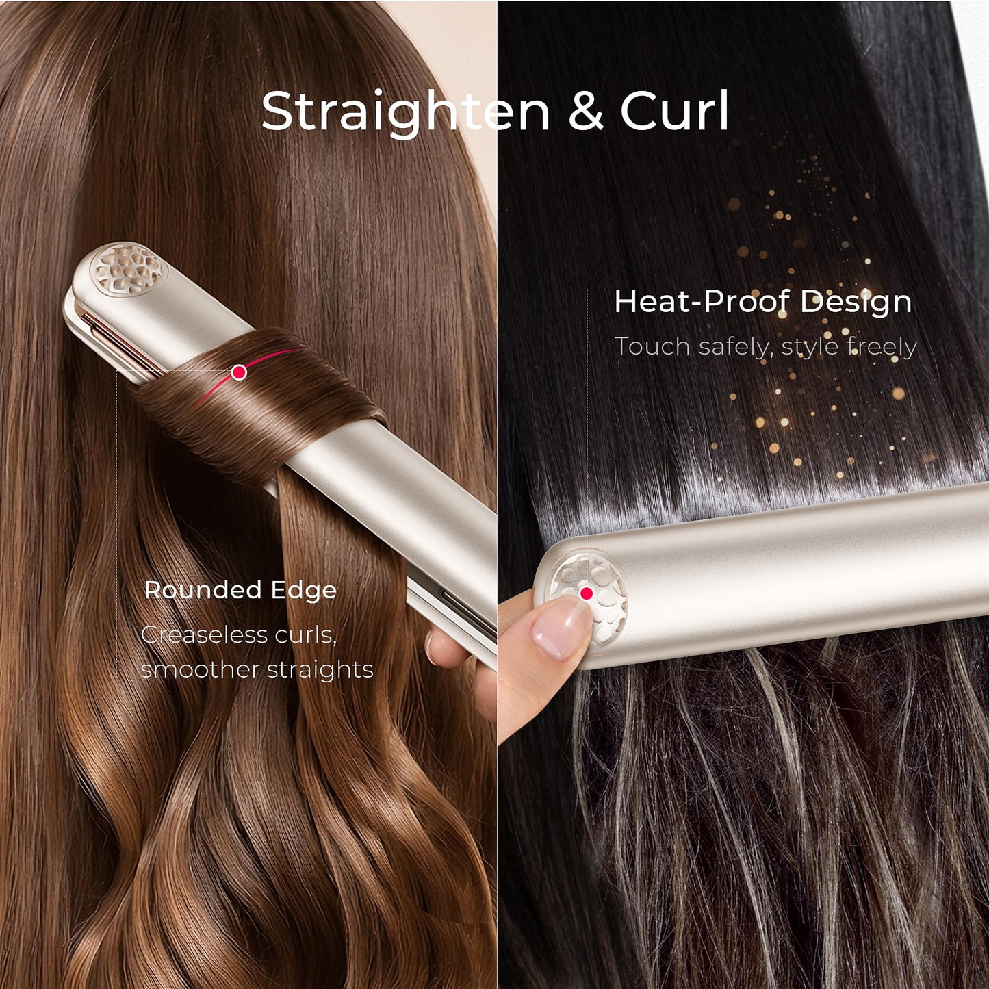 TYMO Flat Iron Hair Straightener - Titanium Hair Straighteners for Women, 1 Inch Professional Travel Flat Iron, Portable Straightener and Curlers with 10s Heat Up, 32 Temp, Dual Voltage & LED Display