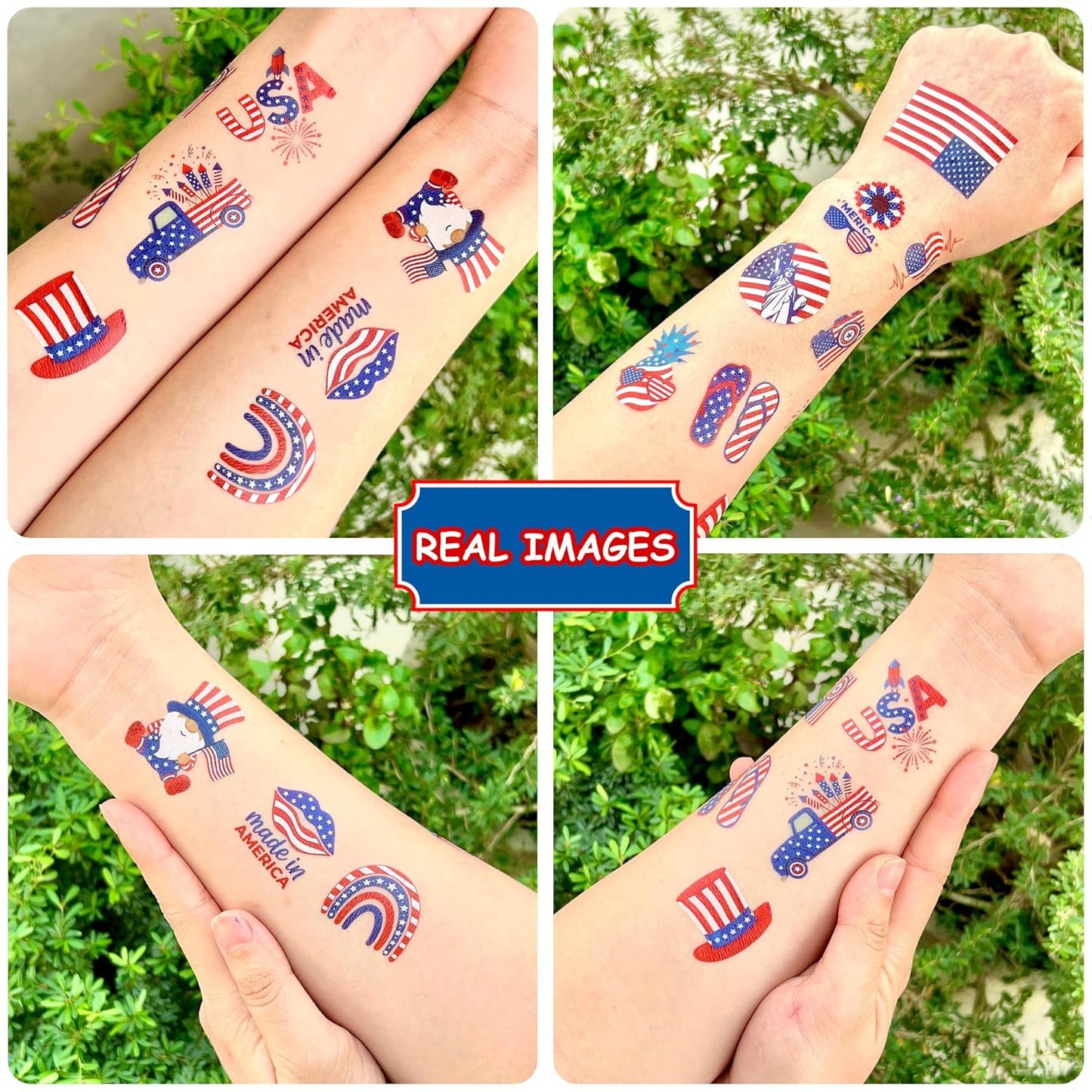 Fourth of July Temporary Tattoos - 85Pcs Patriotic Party Favors | Red, White & Blue Designs