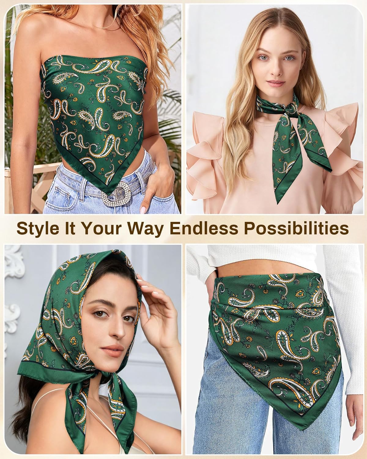 Satin Hair Scarf for Women - Reversible 27.5” Bandana Headband | Perfect for Raves