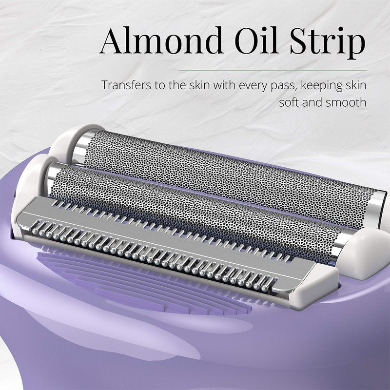Remington Smooth & Silky Electric Shaver for Women, 4-Blade Smooth Glide Foil Shaver and Bikini Trimmer with Almond Oil Strip, Shave Wet or Dry (Pack of 2)