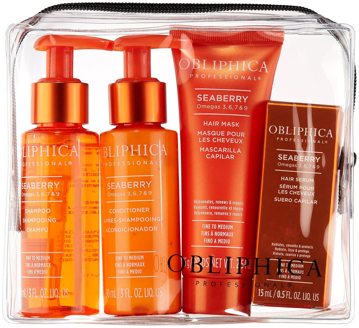 Obliphica Seaberry Travel Kit for Fine to Medium Hair - Nourishing Hair Care Essentials