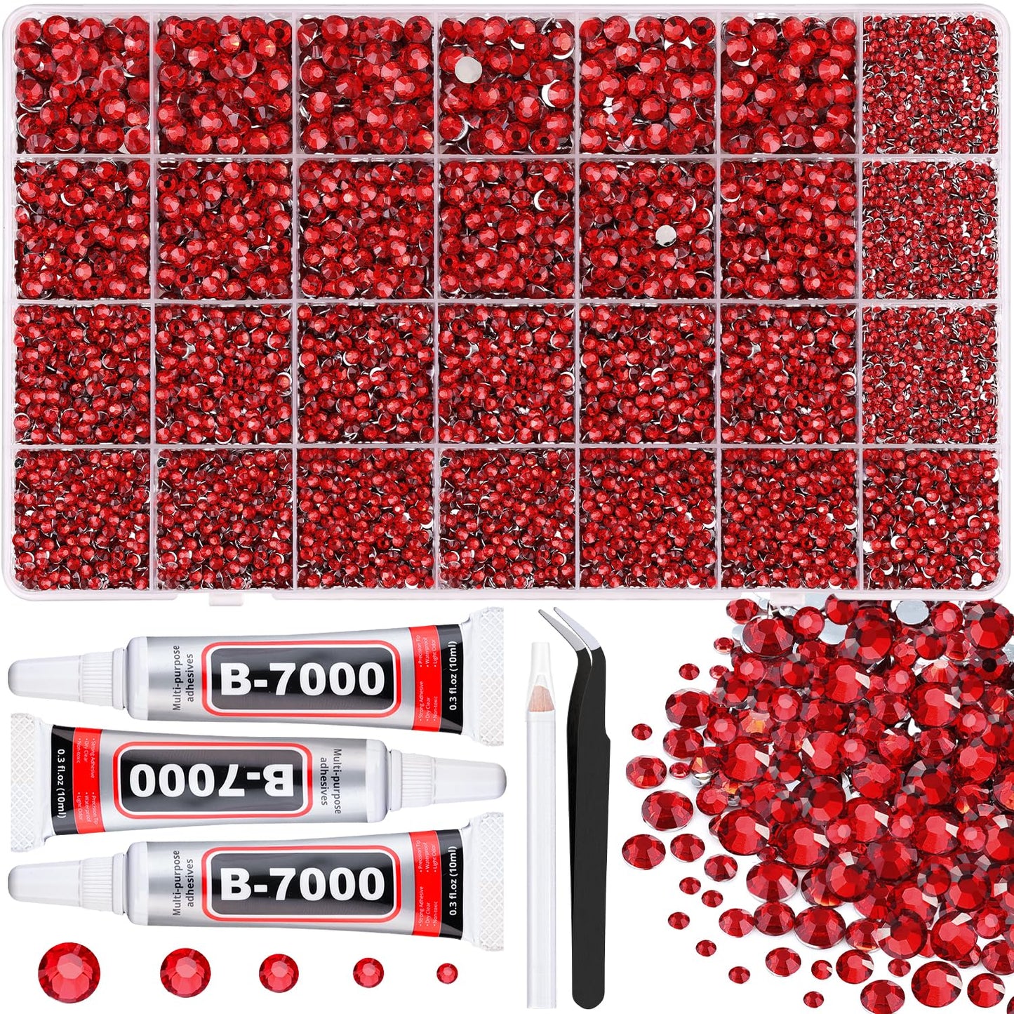 BELLEBOOST Jelly Rhinestones Bedazzling Kit - 45000 Pcs, 40 Colors, 3mm Flatback Gems for Crafting | Includes 3 Pcs B7000 Glue