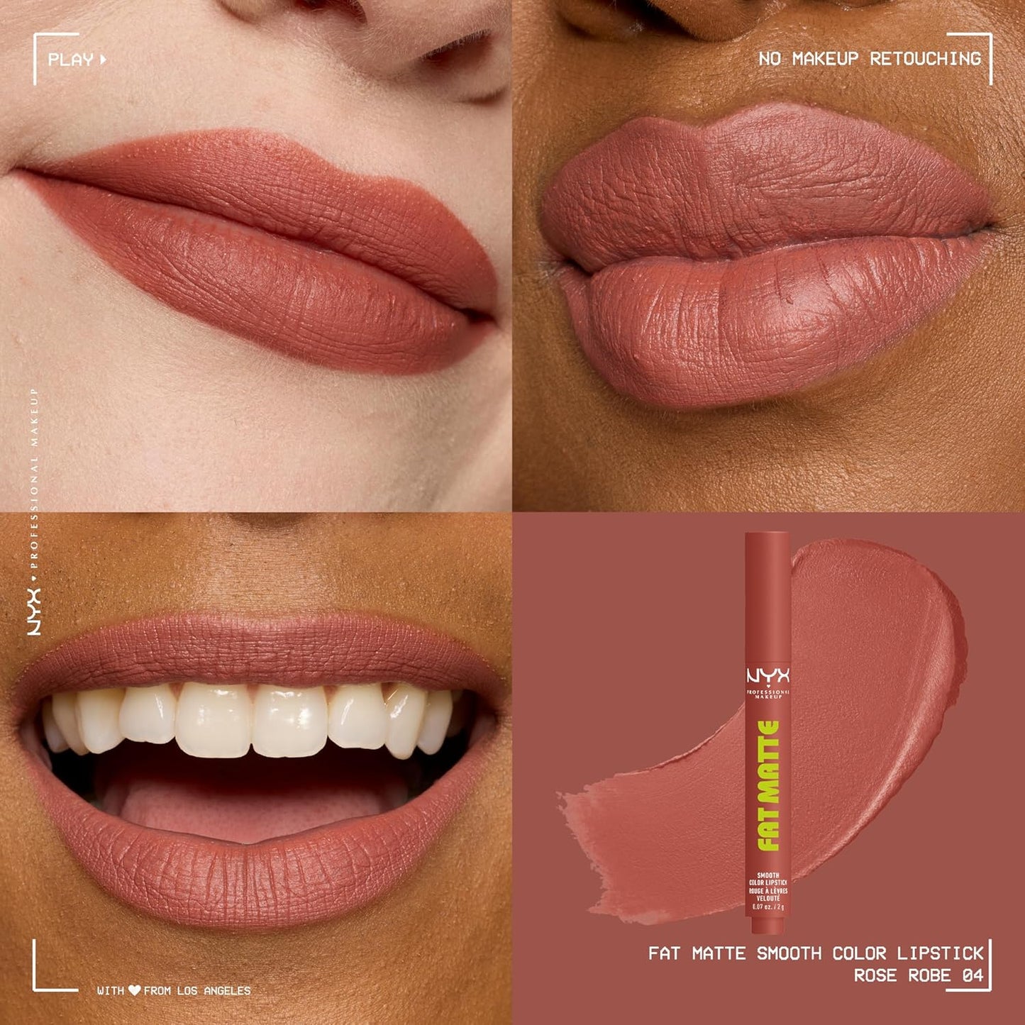 NYX Fat Matte Lipstick - Pigmented, Smoothing & Non-Drying Lip Crayon | Long-Lasting Vegan Lip Makeup - Rose Robe (Rose Nude)