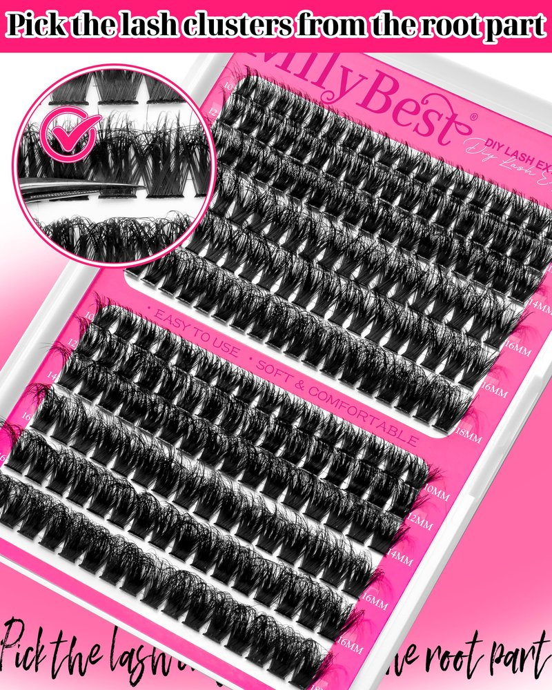 MilyBest 4 Styles Lash Clusters Kit 864Pcs Eyelash Clusters Lash Kit Volume Lashes Clusters D Curl DIY Individual False Eyelashes with 2 Bond&Seal Wispy Bulk Cluster Eyelash Extensions Kit De Pestañas