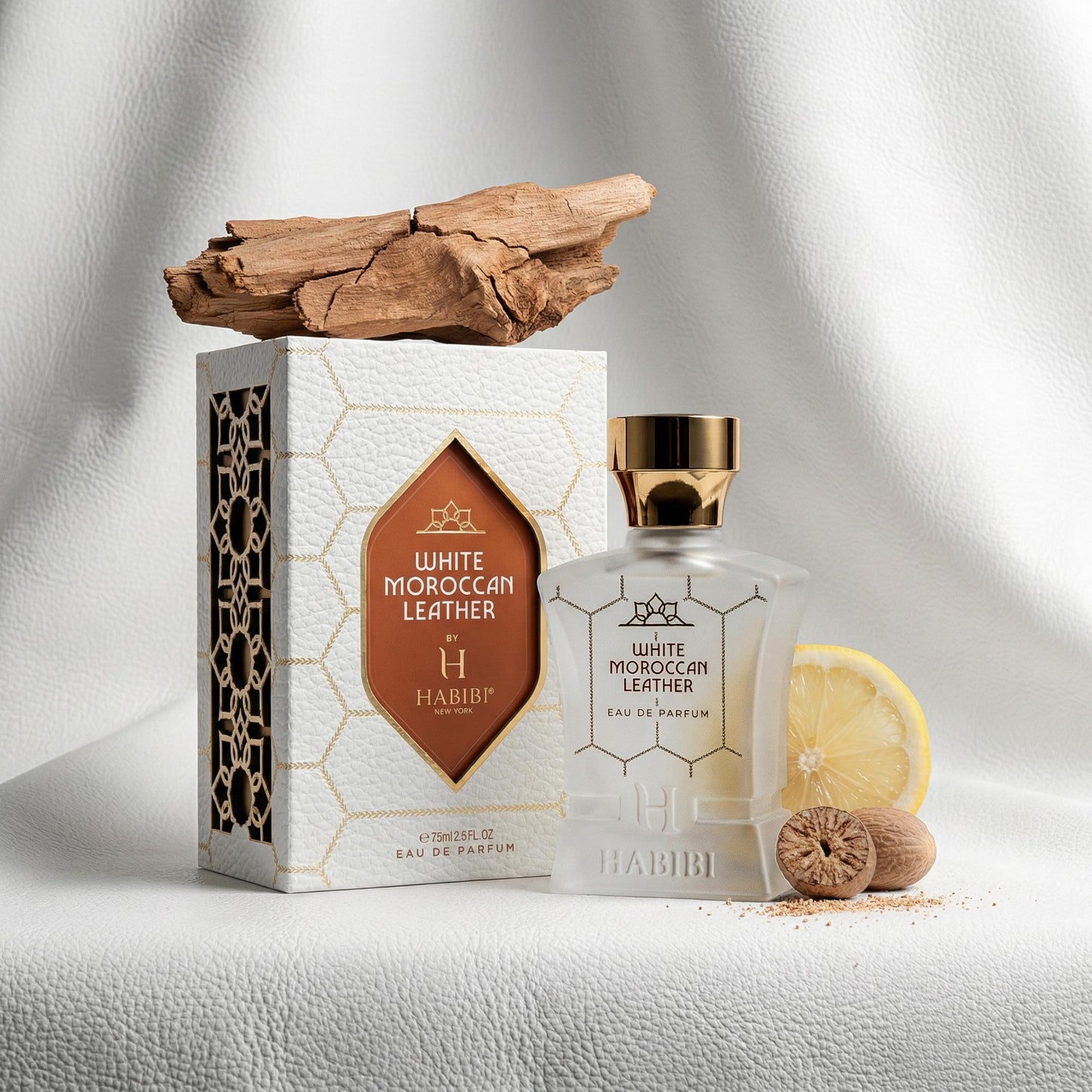 H HABIBI White Moroccan Leather Perfume for Men – 2.5 oz (75ML) Long Lasting Arabian Cologne, Spicy Woody Men Perfume, Luxury Fragrance Gift for Special Occasions