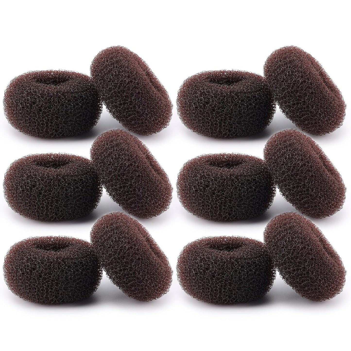 Hair Bun Maker - 12 Pcs Medium Sock Bun Doughnuts for Ballet Style Buns | Long Hair Accessories (Size M / 2.75 Inch, Brown)