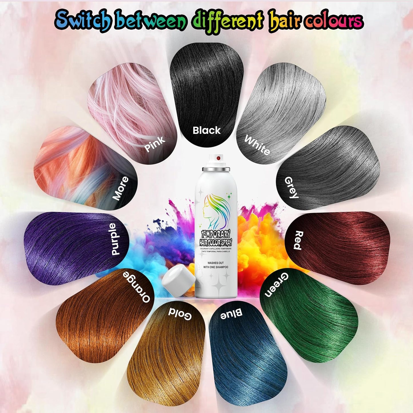 Gold Temporary Hair Color Spray - Washable & Non-Sticky Instant Hair Dye | Perfect for Halloween & Parties, 150ml