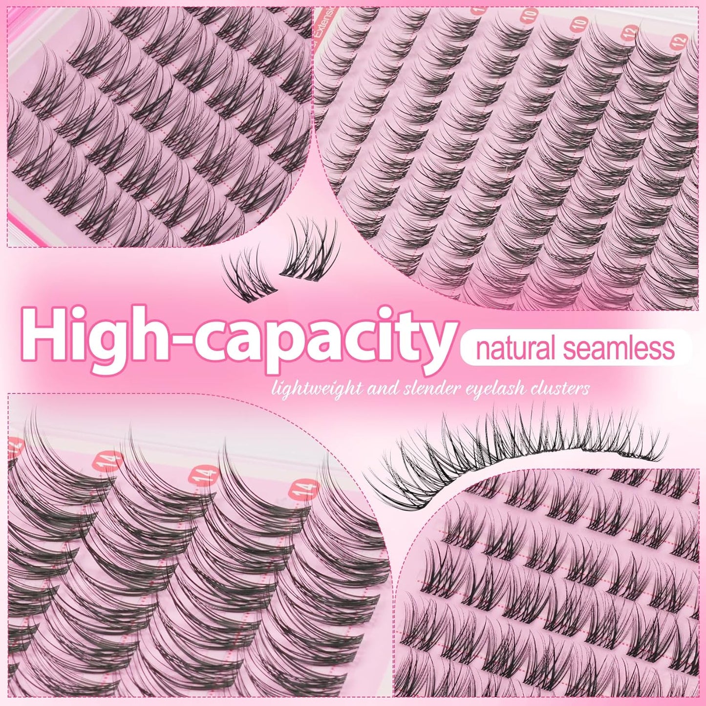 Natural Lash Clusters Kit - Short Wispy Eyelash Extensions 8-14MM | 120Pcs with Bond, Seal & Tweezers