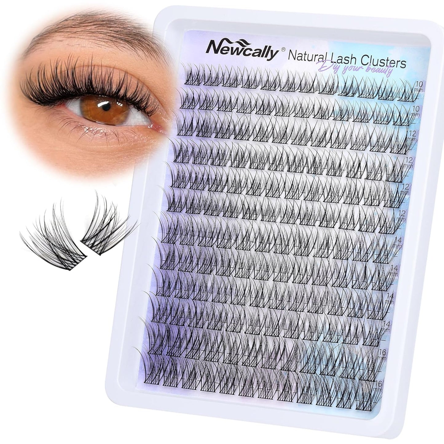 Lash Clusters Kit - Wispy Natural C-Curly Eyelash Extensions | DIY Volume Lashes 10-16MM