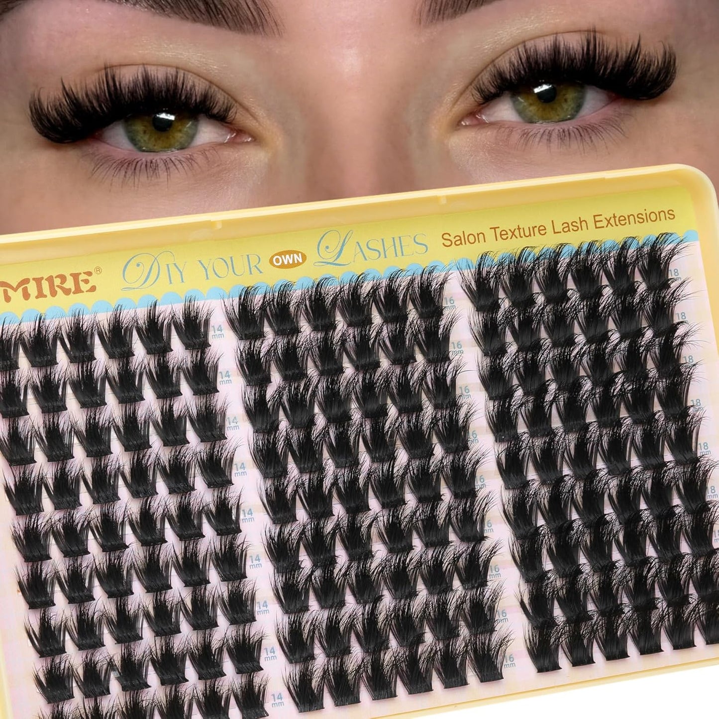 Manga Lash Clusters - Wispy Fluffy Eyelash Extensions | CC Curly 14-18MM, 162 Pcs Pack for DIY Thick Volume