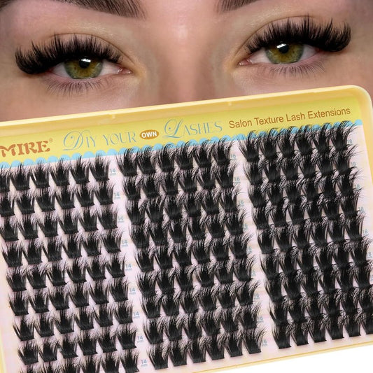 Manga Lash Clusters - Wispy Fluffy Eyelash Extensions | CC Curly 14-18MM, 162 Pcs Pack for DIY Thick Volume