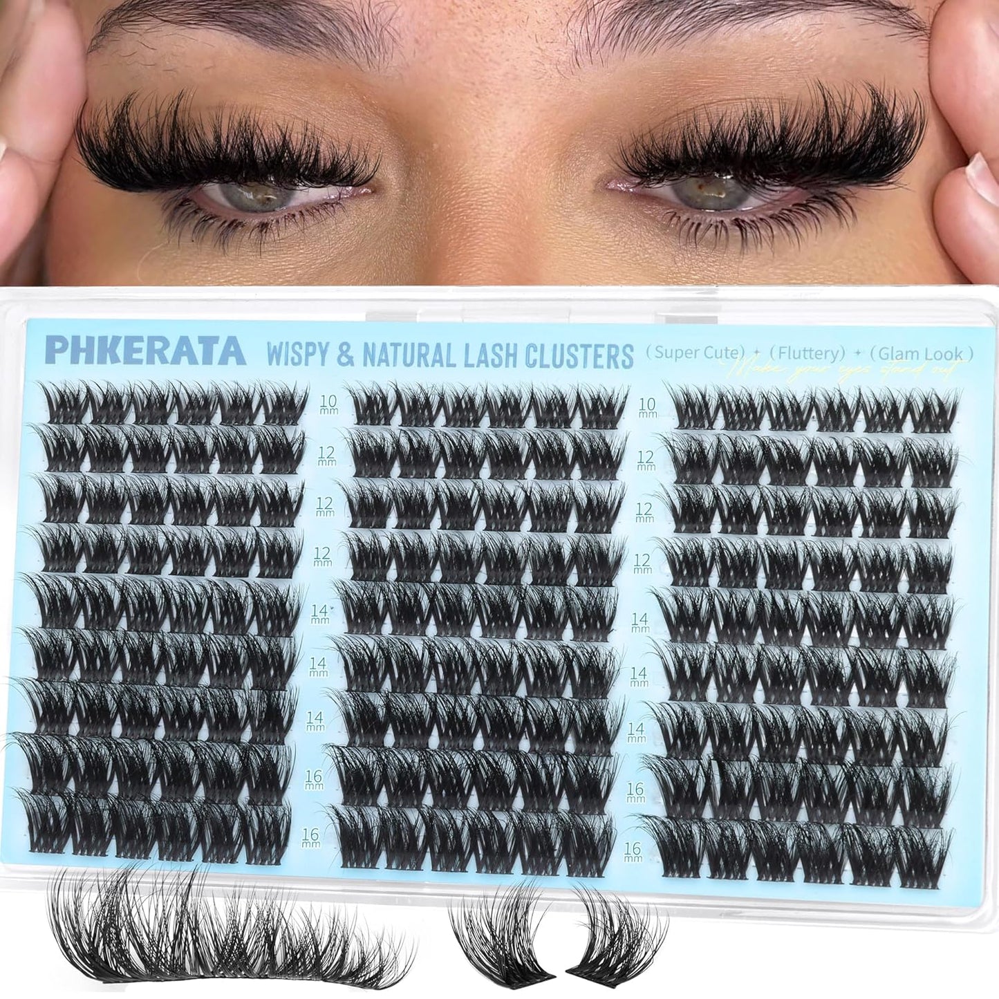 Fluffy Lash Clusters - Natural C Curl Eyelash Extensions | DIY Volume Lashes, 10-16mm