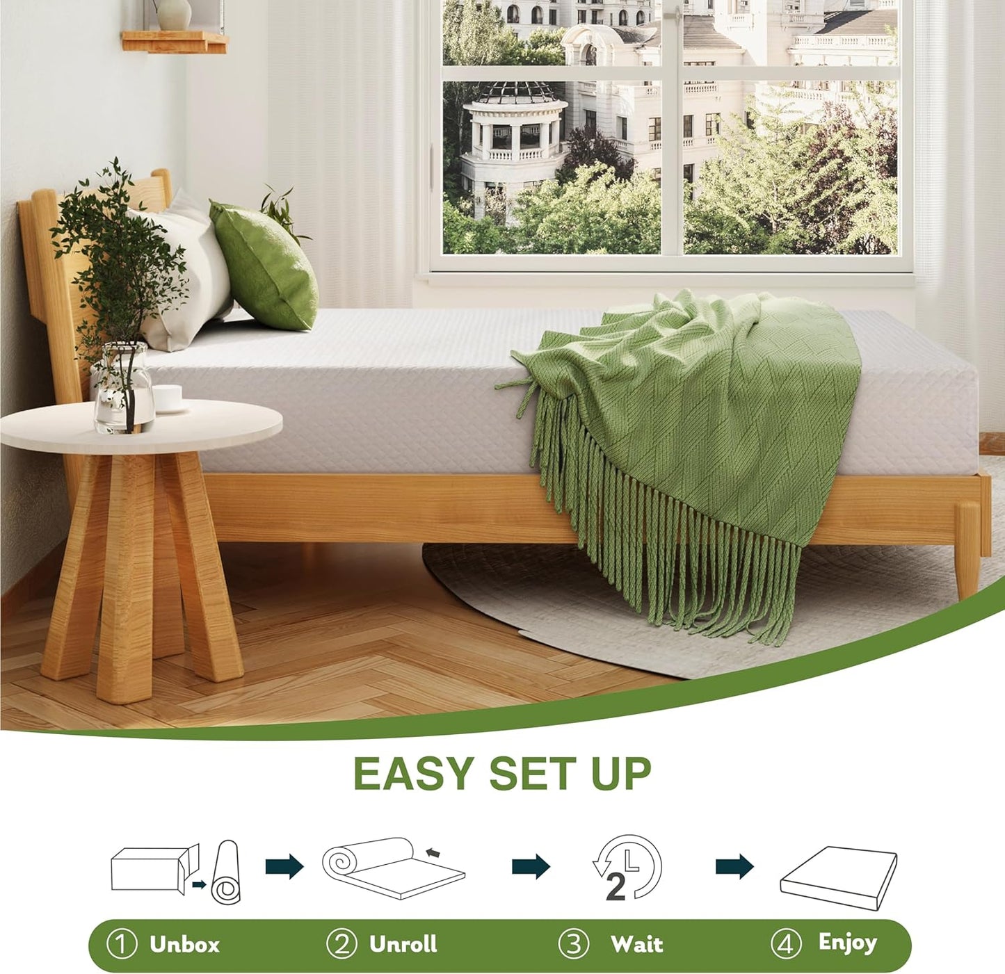 Full Size Memory Foam Mattress - 10 Inch Cooling Gel Bed with Medium Firm Support | CertiPUR-US Certified, 75''L x 54''W, White