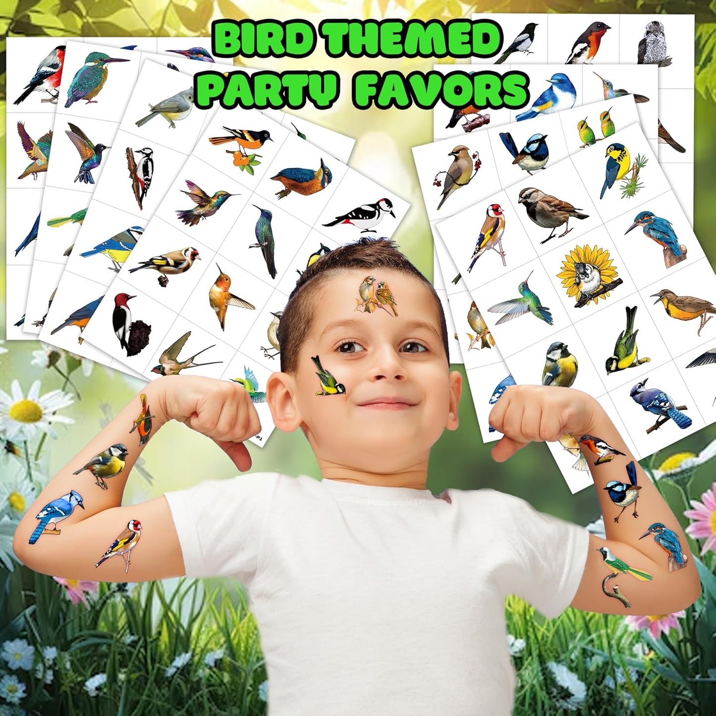 Small Rainforest Bird Temporary Tattoos - 96 PCS Birthday Party Favors | Hummingbird Decor for Kids