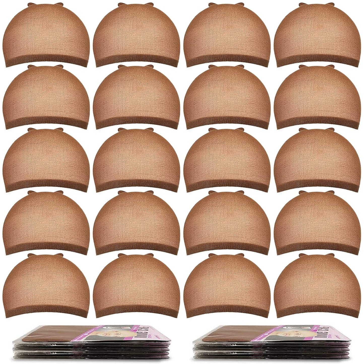 MORGLES 20 Pcs Beige Wig Caps - Stretchy Nylon for Comfortable Fit | Ideal for Women