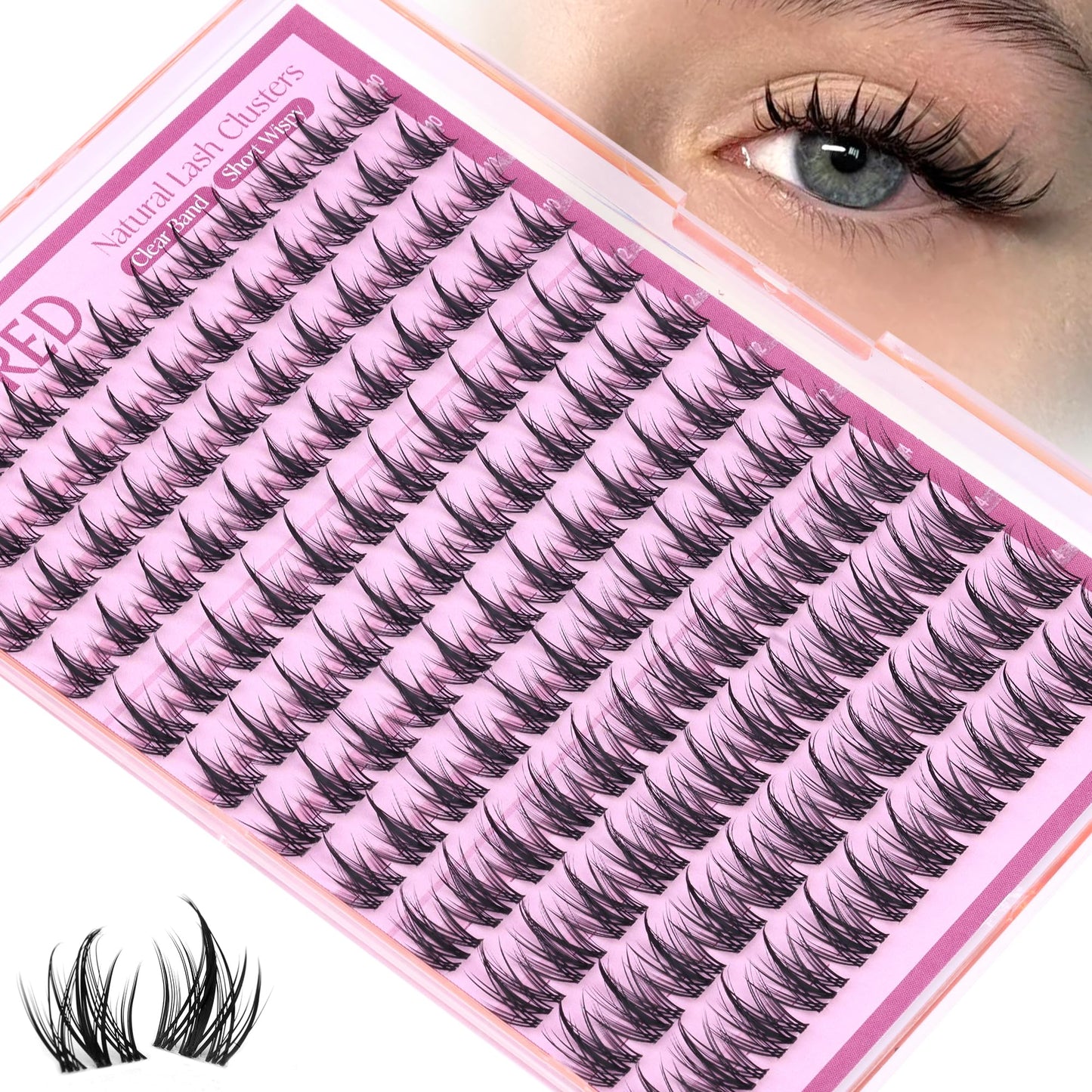 Winifred Fairy Lash Clusters Wispy Eyelash Clusters 10-14mm Cluster Eyelash Extensions Natural Invisible Clear Band Lashes Clusters Spiky Anime Lash Extension Natural Look Manga Individual Lashes
